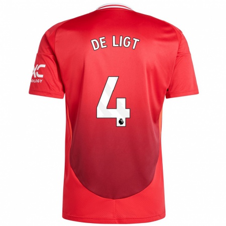 Kandiny Niño Camiseta Matthijs De Ligt #4 Rojo Brillante 1ª Equipación 2024/25 La Camisa Chile