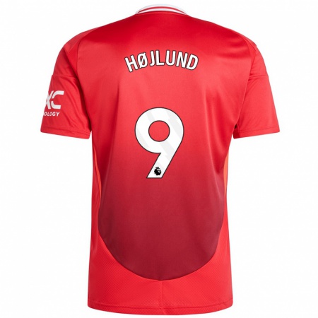 Kandiny Niño Camiseta Rasmus Højlund #9 Rojo Brillante 1ª Equipación 2024/25 La Camisa Chile