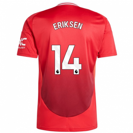 Kandiny Niño Camiseta Christian Eriksen #14 Rojo Brillante 1ª Equipación 2024/25 La Camisa Chile