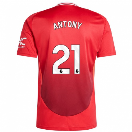 Kandiny Niño Camiseta Antony #21 Rojo Brillante 1ª Equipación 2024/25 La Camisa Chile