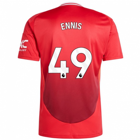 Kandiny Niño Camiseta Ethan Ennis #49 Rojo Brillante 1ª Equipación 2024/25 La Camisa Chile