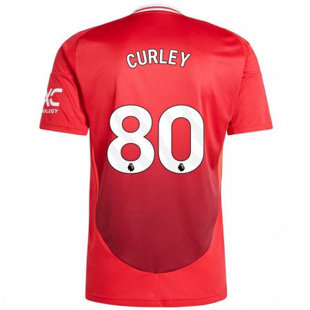 Kandiny Niño Camiseta Ruben Curley #80 Rojo Brillante 1ª Equipación 2024/25 La Camisa Chile