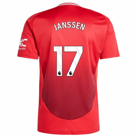 Kandiny Niño Camiseta Dominique Janssen #17 Rojo Brillante 1ª Equipación 2024/25 La Camisa Chile