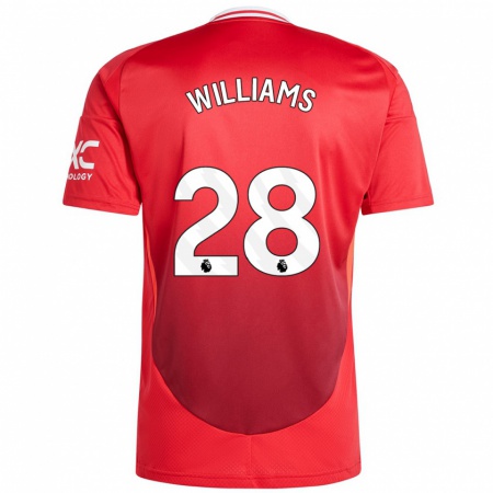 Kandiny Niño Camiseta Rachel Williams #28 Rojo Brillante 1ª Equipación 2024/25 La Camisa Chile