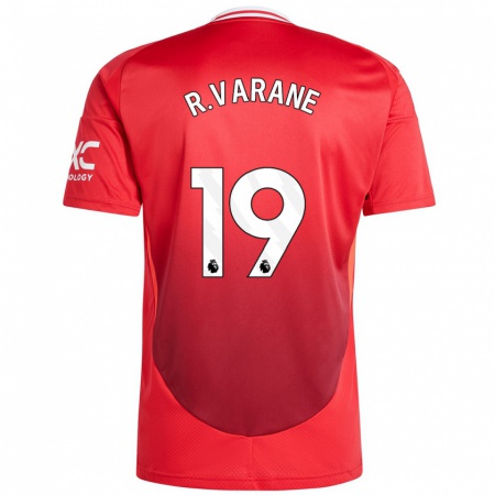 Kandiny Niño Camiseta Raphaël Varane #19 Rojo Brillante 1ª Equipación 2024/25 La Camisa Chile