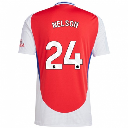 Kandiny Niño Camiseta Reiss Nelson #24 Rojo Blanco 1ª Equipación 2024/25 La Camisa Chile