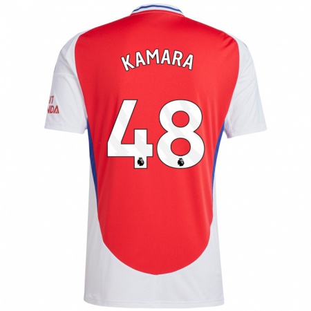 Kandiny Niño Camiseta Osman Kamara #48 Rojo Blanco 1ª Equipación 2024/25 La Camisa Chile