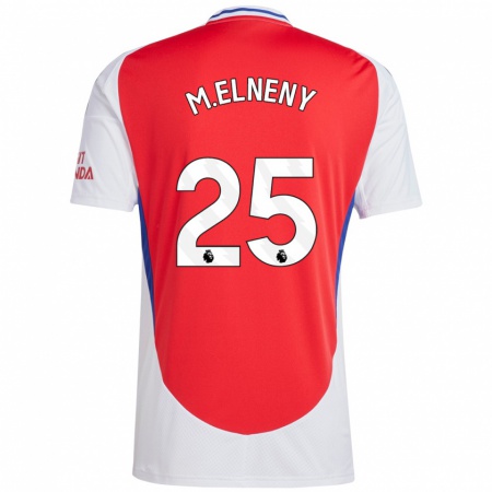 Kandiny Niño Camiseta Mohamed Elneny #25 Rojo Blanco 1ª Equipación 2024/25 La Camisa Chile