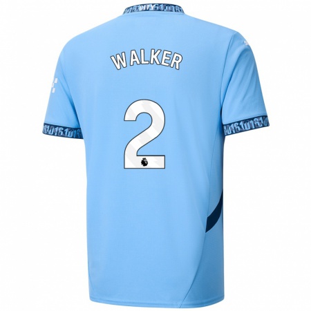 Kandiny Niño Camiseta Kyle Walker #2 Azul Marino 1ª Equipación 2024/25 La Camisa Chile