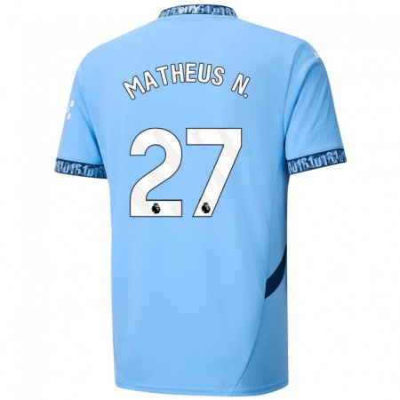 Kandiny Niño Camiseta Matheus Nunes #27 Azul Marino 1ª Equipación 2024/25 La Camisa Chile