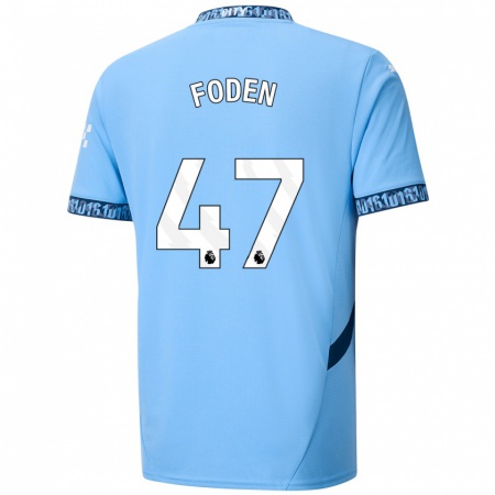 Kandiny Niño Camiseta Phil Foden #47 Azul Marino 1ª Equipación 2024/25 La Camisa Chile