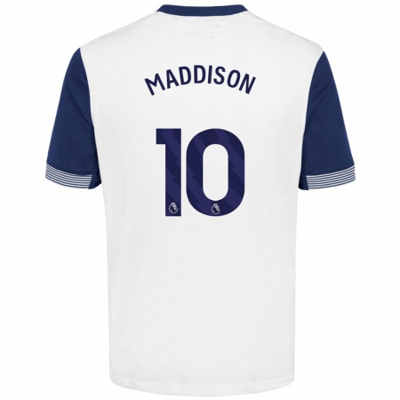 Kandiny Niño Camiseta James Maddison #10 Blanco Azul 1ª Equipación 2024/25 La Camisa Chile