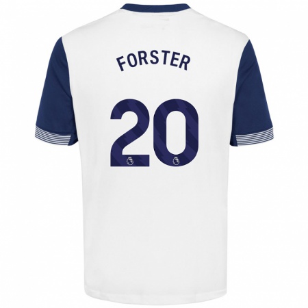 Kandiny Niño Camiseta Fraser Forster #20 Blanco Azul 1ª Equipación 2024/25 La Camisa Chile