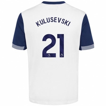 Kandiny Niño Camiseta Dejan Kulusevski #21 Blanco Azul 1ª Equipación 2024/25 La Camisa Chile