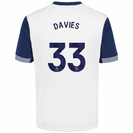 Kandiny Niño Camiseta Ben Davies #33 Blanco Azul 1ª Equipación 2024/25 La Camisa Chile