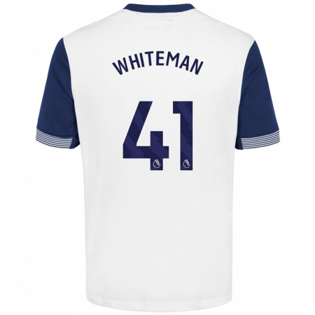 Kandiny Niño Camiseta Alfie Whiteman #41 Blanco Azul 1ª Equipación 2024/25 La Camisa Chile