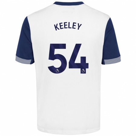 Kandiny Niño Camiseta Josh Keeley #54 Blanco Azul 1ª Equipación 2024/25 La Camisa Chile