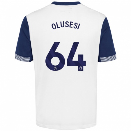 Kandiny Niño Camiseta Callum Olusesi #64 Blanco Azul 1ª Equipación 2024/25 La Camisa Chile