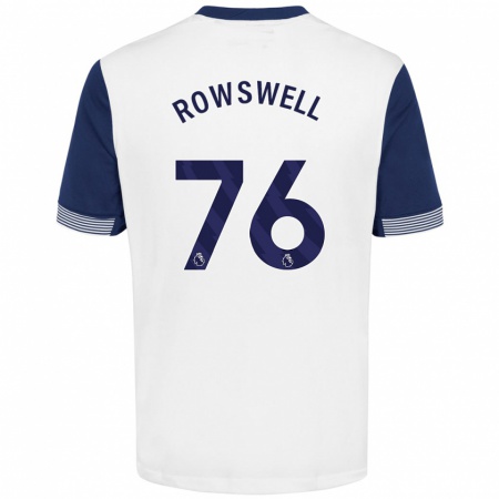 Kandiny Niño Camiseta James Rowswell #76 Blanco Azul 1ª Equipación 2024/25 La Camisa Chile