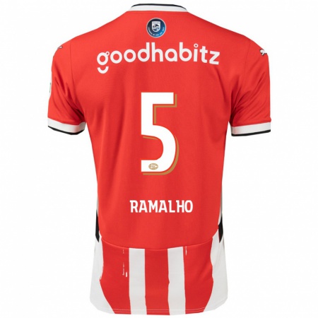 Kandiny Niño Camiseta André Ramalho #5 Rojo Blanco 1ª Equipación 2024/25 La Camisa Chile