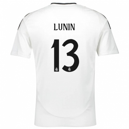 Kandiny Niño Camiseta Andriy Lunin #13 Blanco 1ª Equipación 2024/25 La Camisa Chile