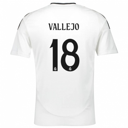 Kandiny Niño Camiseta Jesús Vallejo #18 Blanco 1ª Equipación 2024/25 La Camisa Chile