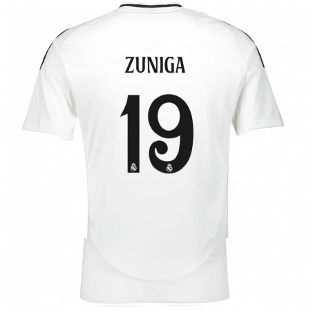 Kandiny Niño Camiseta Loren Zúñiga #19 Blanco 1ª Equipación 2024/25 La Camisa Chile