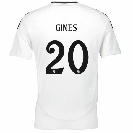 Kandiny Niño Camiseta Álvaro Ginés #20 Blanco 1ª Equipación 2024/25 La Camisa Chile