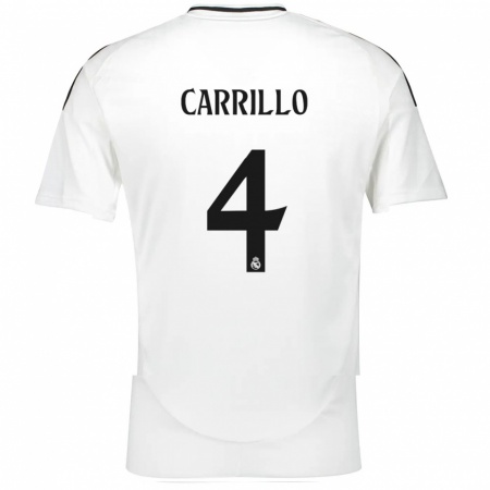 Kandiny Niño Camiseta Álvaro Carrillo #4 Blanco 1ª Equipación 2024/25 La Camisa Chile