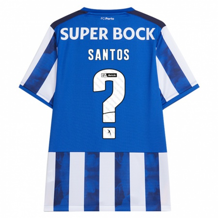 Kandiny Niño Camiseta Leonardo Santos #0 Azul Blanco 1ª Equipación 2024/25 La Camisa Chile