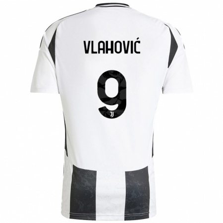 Kandiny Niño Camiseta Dušan Vlahović #9 Blanco Negro 1ª Equipación 2024/25 La Camisa Chile