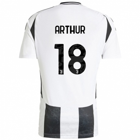 Kandiny Niño Camiseta Arthur Melo #18 Blanco Negro 1ª Equipación 2024/25 La Camisa Chile