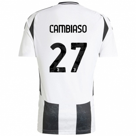 Kandiny Niño Camiseta Andrea Cambiaso #27 Blanco Negro 1ª Equipación 2024/25 La Camisa Chile