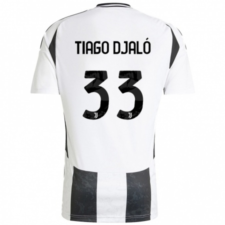 Kandiny Niño Camiseta Tiago Djaló #33 Blanco Negro 1ª Equipación 2024/25 La Camisa Chile