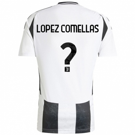 Kandiny Niño Camiseta Ivan Lopez Comellas #0 Blanco Negro 1ª Equipación 2024/25 La Camisa Chile