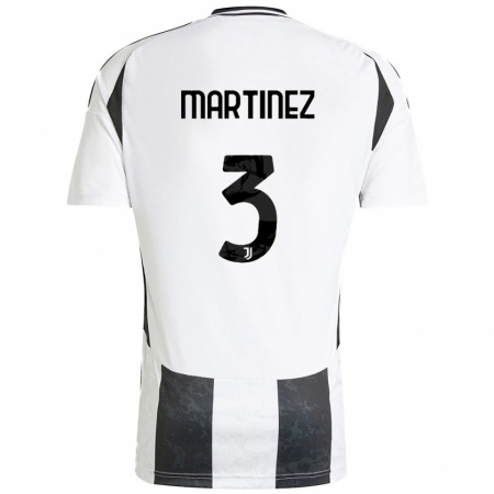 Kandiny Niño Camiseta Bruno Martinez #3 Blanco Negro 1ª Equipación 2024/25 La Camisa Chile