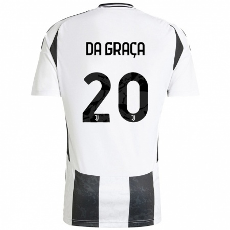 Kandiny Niño Camiseta Cosimo Da Graça #20 Blanco Negro 1ª Equipación 2024/25 La Camisa Chile