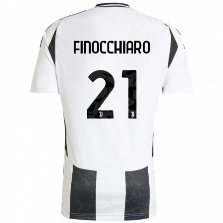 Kandiny Niño Camiseta Gabriele Finocchiaro #21 Blanco Negro 1ª Equipación 2024/25 La Camisa Chile