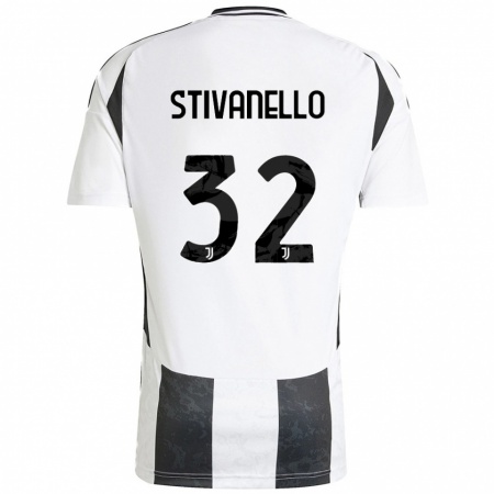 Kandiny Niño Camiseta Riccardo Stivanello #32 Blanco Negro 1ª Equipación 2024/25 La Camisa Chile