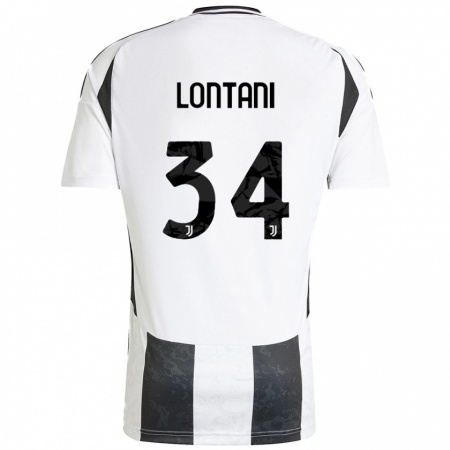 Kandiny Niño Camiseta Matteo Lontani #34 Blanco Negro 1ª Equipación 2024/25 La Camisa Chile