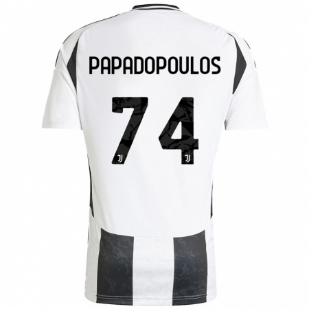 Kandiny Niño Camiseta Christos Papadopoulos #74 Blanco Negro 1ª Equipación 2024/25 La Camisa Chile