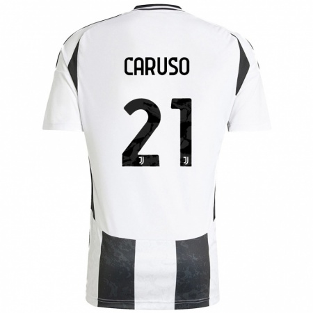 Kandiny Niño Camiseta Arianna Caruso #21 Blanco Negro 1ª Equipación 2024/25 La Camisa Chile