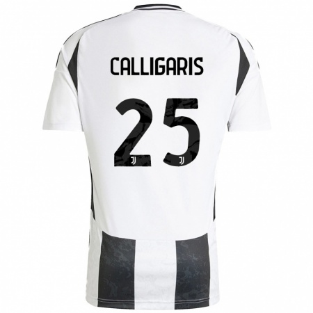 Kandiny Niño Camiseta Viola Calligaris #25 Blanco Negro 1ª Equipación 2024/25 La Camisa Chile