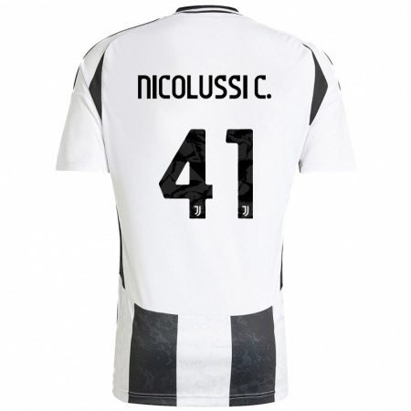 Kandiny Niño Camiseta Hans Nicolussi Caviglia #41 Blanco Negro 1ª Equipación 2024/25 La Camisa Chile