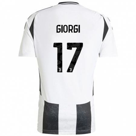 Kandiny Niño Camiseta Lorenzo Giorgi #17 Blanco Negro 1ª Equipación 2024/25 La Camisa Chile