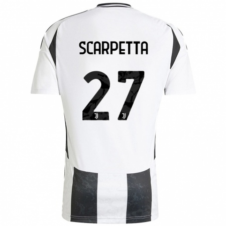 Kandiny Niño Camiseta Jacopo Scarpetta #27 Blanco Negro 1ª Equipación 2024/25 La Camisa Chile