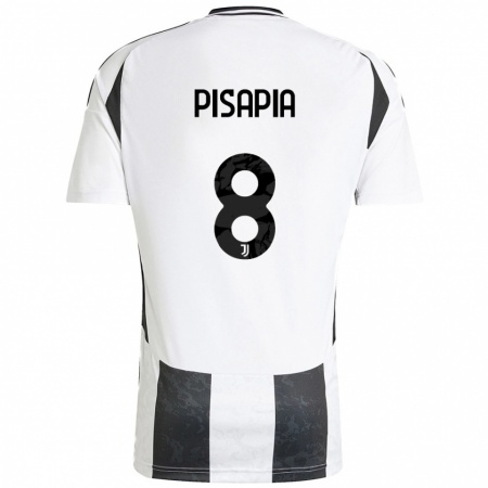 Kandiny Niño Camiseta Luciano Pisapia #8 Blanco Negro 1ª Equipación 2024/25 La Camisa Chile