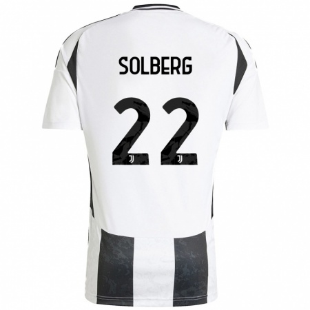 Kandiny Niño Camiseta Elias Solberg #22 Blanco Negro 1ª Equipación 2024/25 La Camisa Chile