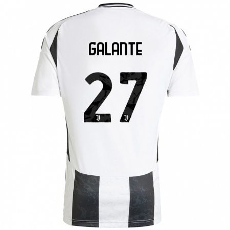 Kandiny Niño Camiseta Tommaso Galante #27 Blanco Negro 1ª Equipación 2024/25 La Camisa Chile