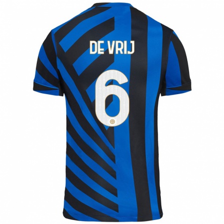 Kandiny Niño Camiseta Stefan De Vrij #6 Azul Negro 1ª Equipación 2024/25 La Camisa Chile